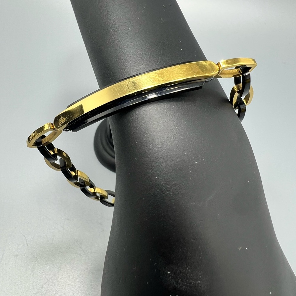 Womens Gold/Black IP Plated Stainless Steel Bracelet